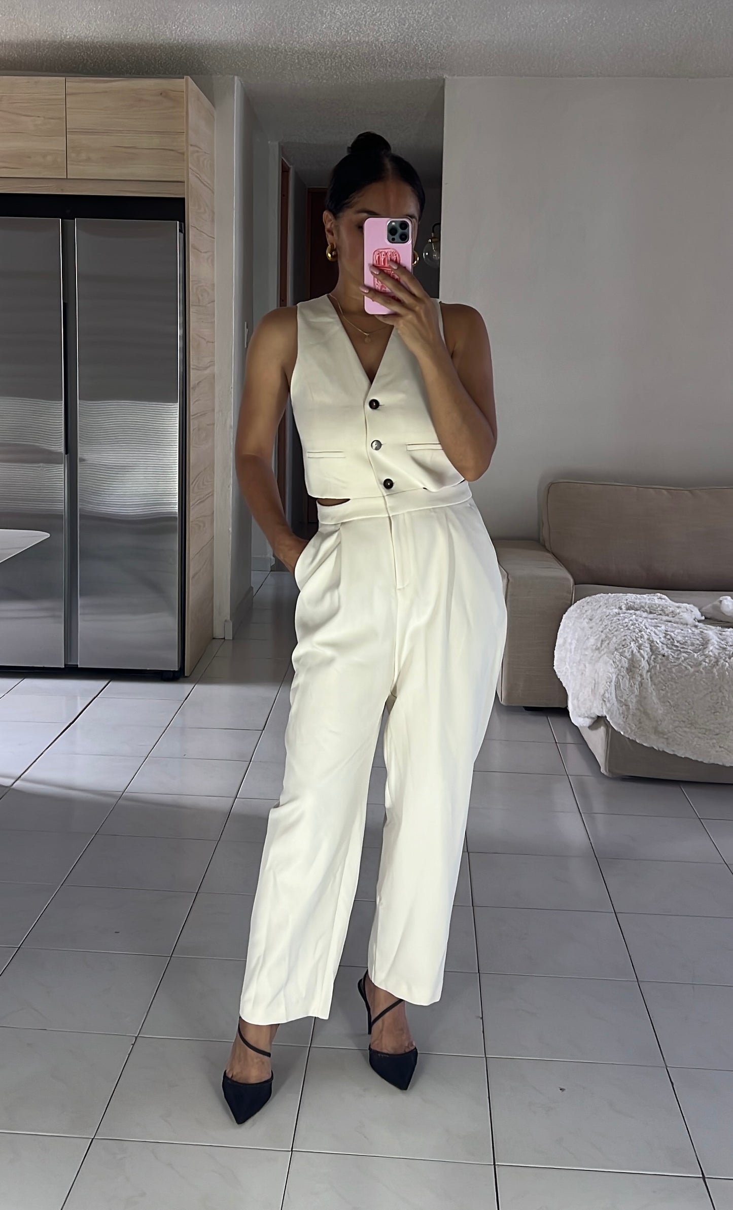 Zara (SS 2023) White Vest Jumpsuit