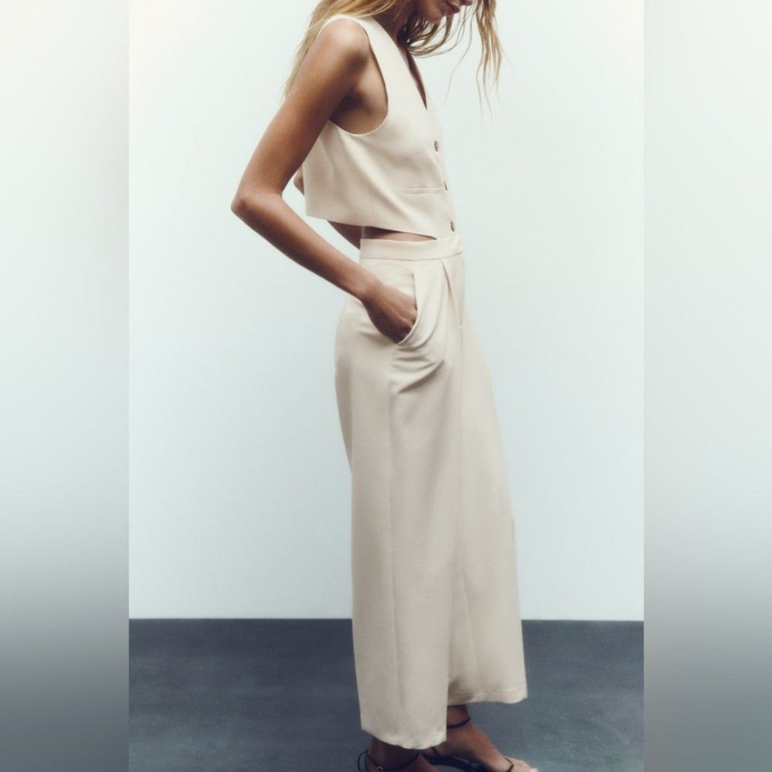 Zara (SS 2023) White Vest Jumpsuit